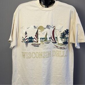 Wisconsin Dells Cream Graphic Sailboat T‑Shirt